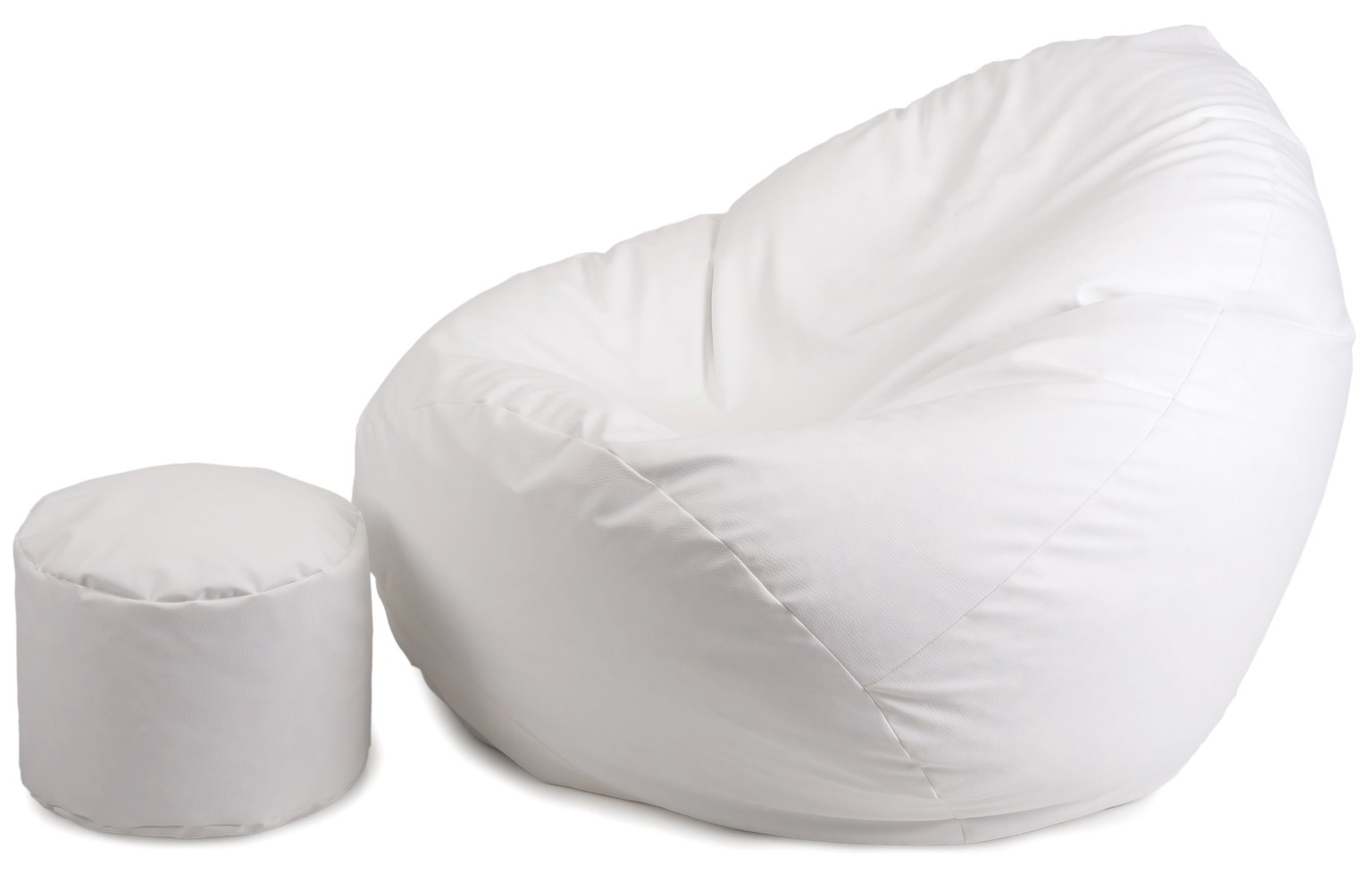 Sėdmaišis su pufu Mega Comfort XXL, dirbtinė oda, baltas-1