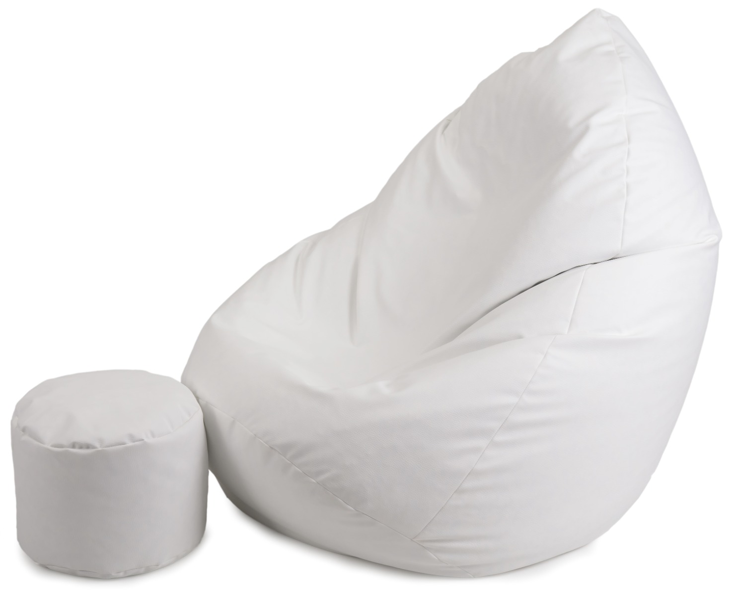 Sėdmaišis su pufu Mega Comfort XXL, dirbtinė oda, baltas - 3