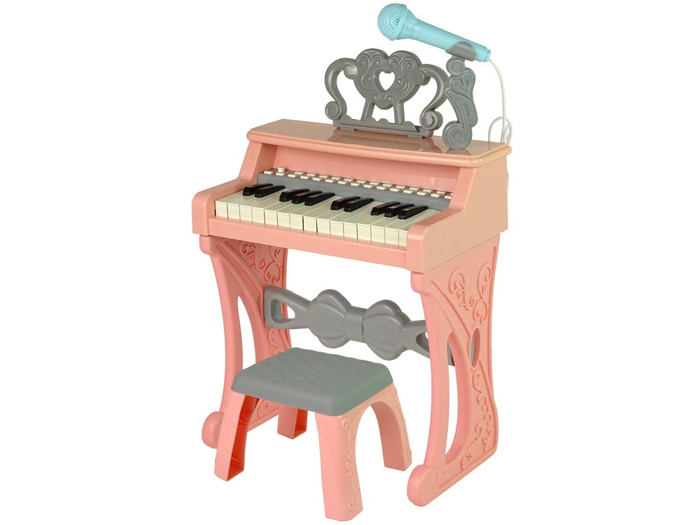 Vaikiškas elektrinis pianinas su kėdute, rožinis - 5