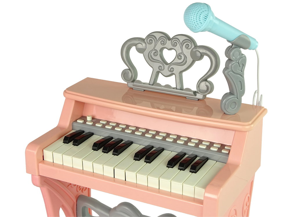 Vaikiškas elektrinis pianinas su kėdute, rožinis - 6
