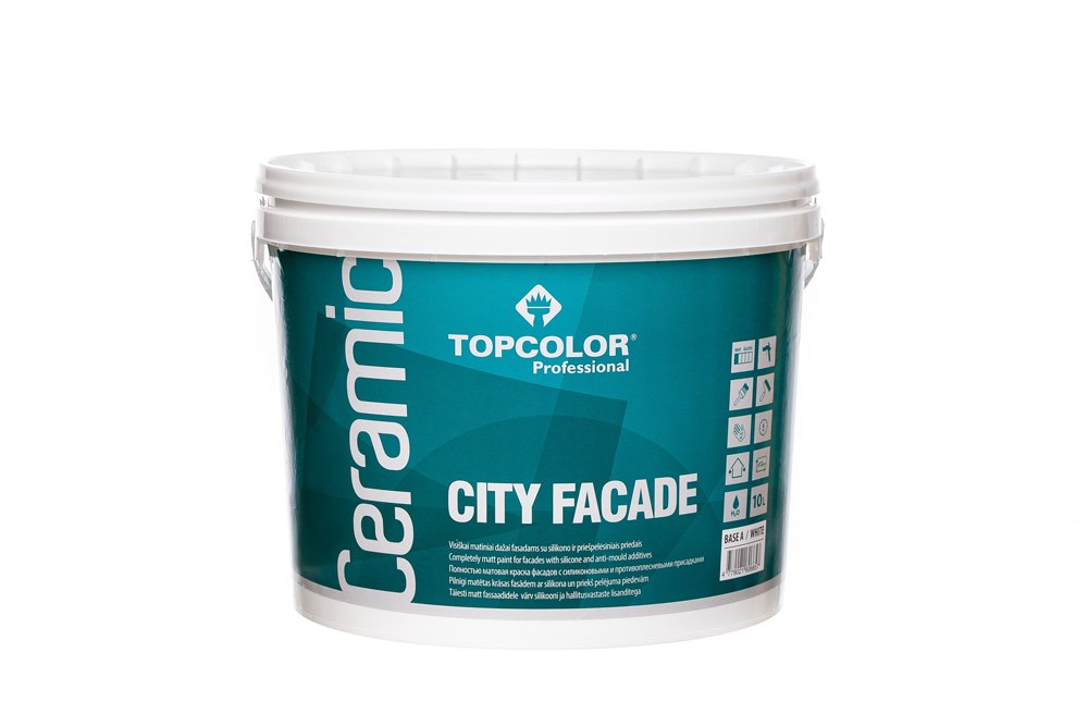 Antipelėsiniai fasado dažai TOPCOLOR CERAMIC CITY FACADE, matiniai, baltos sp., 10 l-0