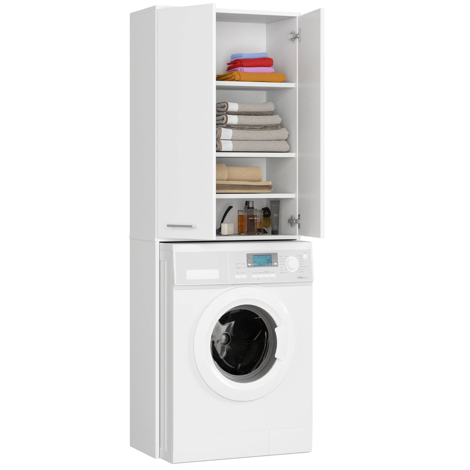Pastatoma vonios spintelė virš skalbimo mašinos FIN 2D, 60 cm, balta - 2