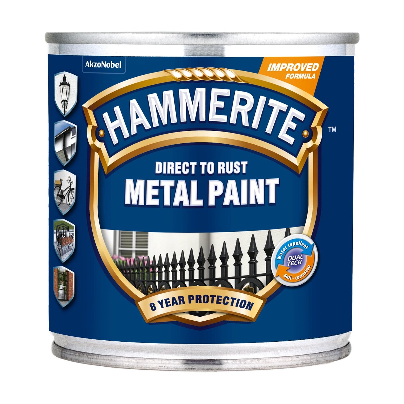 Metalo dažai HAMMERITE SMOOTH FINISH, blizgūs, baltos sp., 250 ml
