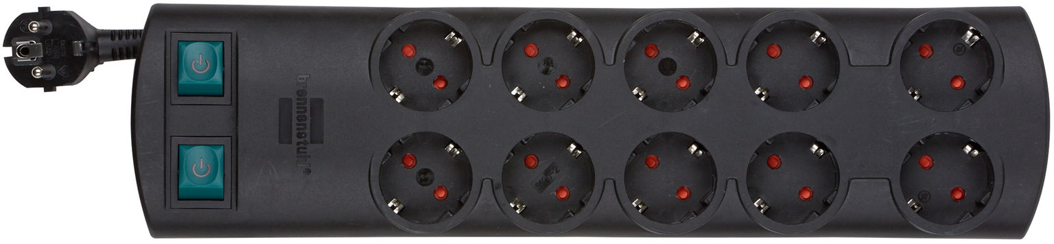 Ilgiklis BRENNENSTUHL P-Line, 10 lizdų, 2 m, +2J Technics, 3G1,5, juodas-1