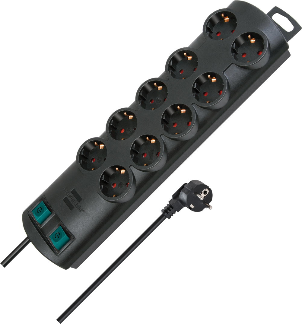 Ilgiklis BRENNENSTUHL P-Line, 10 lizdų, 2 m, +2J Technics, 3G1,5, juodas-0