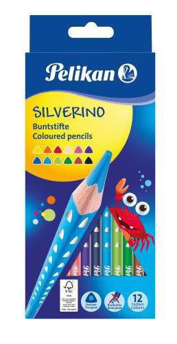 Spalvoti pieštukai SILVERINO, trikampiai, 12 spalvų-1