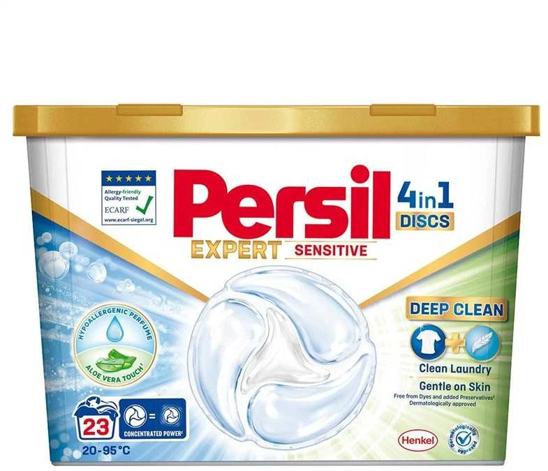 Skalbimo kapsulės PERSIL DISCS Sensitive,  23 skalbimai