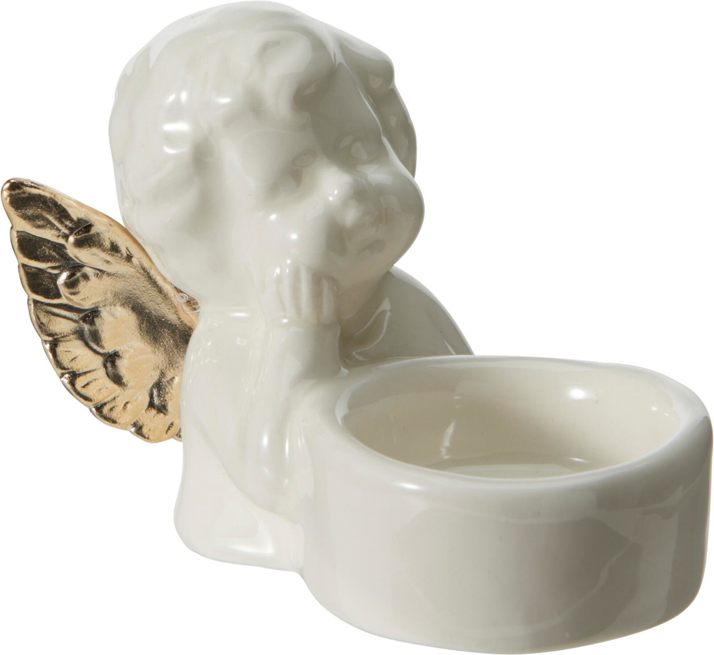 Porcelianinė žvakidė ANGEL, baltos/auksinės sp., 9,5 x 7,5 cm - 3