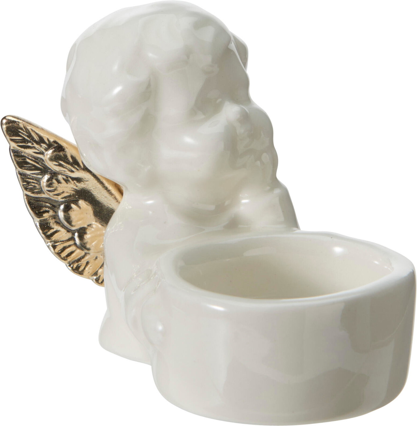 Porcelianinė žvakidė ANGEL, baltos/auksinės sp., 9,5 x 7,5 cm-1