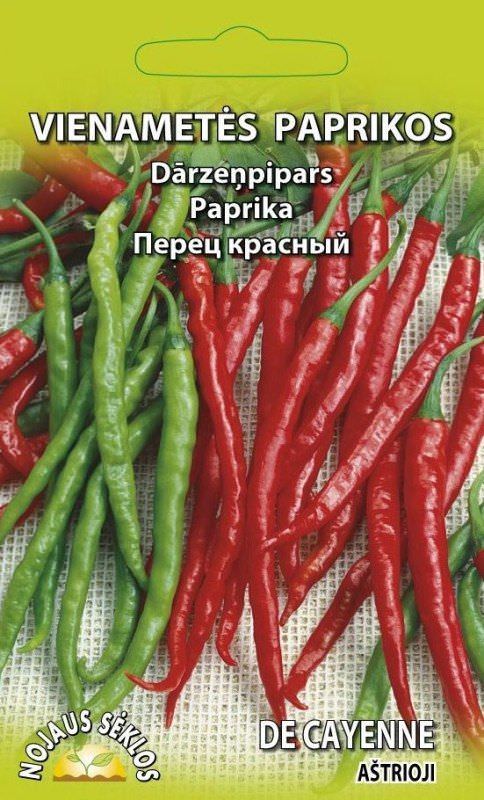 Aštriųjų paprikų DE CAYENNE sėklos, 0,3 g-0
