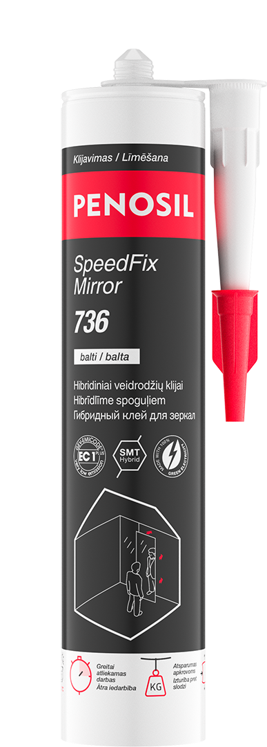 Hibridiniai veidrodžių klijai PENOSIL SPEEDFIX MIRROR 736, baltos sp., 290 ml