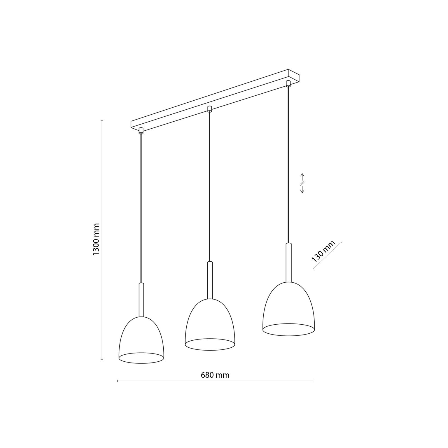 Pakabinamas šviestuvas TK LIGHTING NORD BLACK 3, 3xE27, LED Max 15W - 3