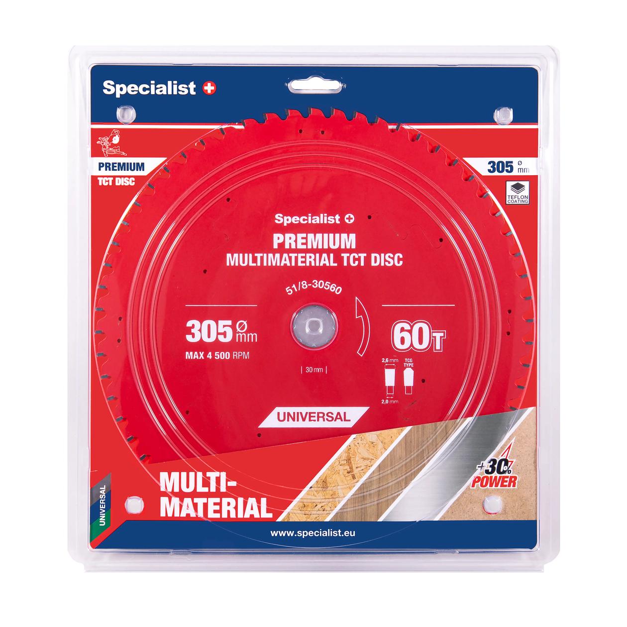 Universalus pjovimo diskas SPECIALIST+ Premium, 305 x 2,6 x 30 mm, 60 dantų, 0°, TCT, staklėms-0