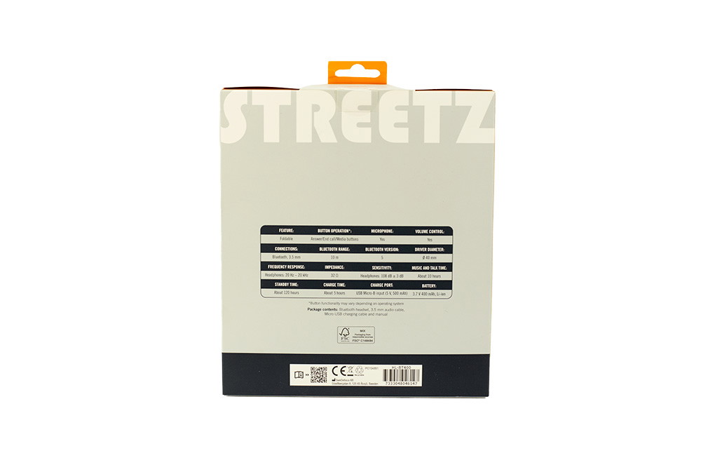 Belaidės ausinės STREETZ HL-BT400-1
