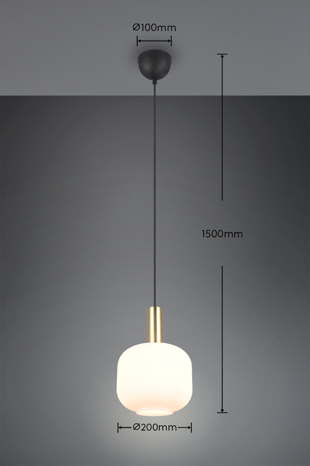 Pakabinamas šviestuvas TRIO DIVA ,1xE27 max 1x10W, žalvario/baltos sp Ø20x150cm - 5