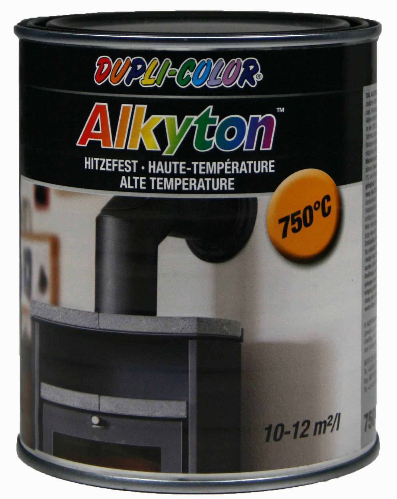 Karščiui atsparūs dažai DUPLI-COLOR ALKYTON 750˚C, juodos sp., 750 ml-0