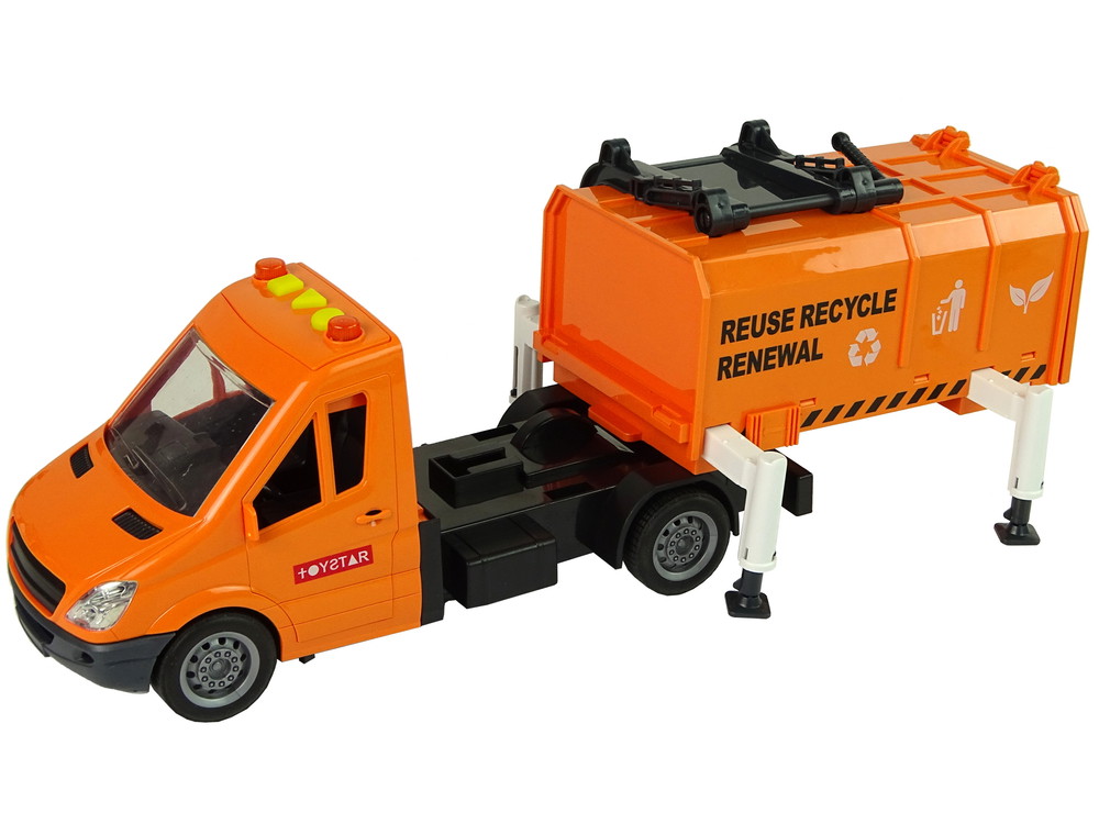 Automobilis šiukšliavežis su garso efektais, oranžinis - 7