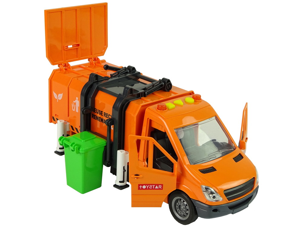 Automobilis šiukšliavežis su garso efektais, oranžinis - 6