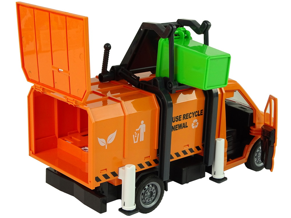 Automobilis šiukšliavežis su garso efektais, oranžinis - 8