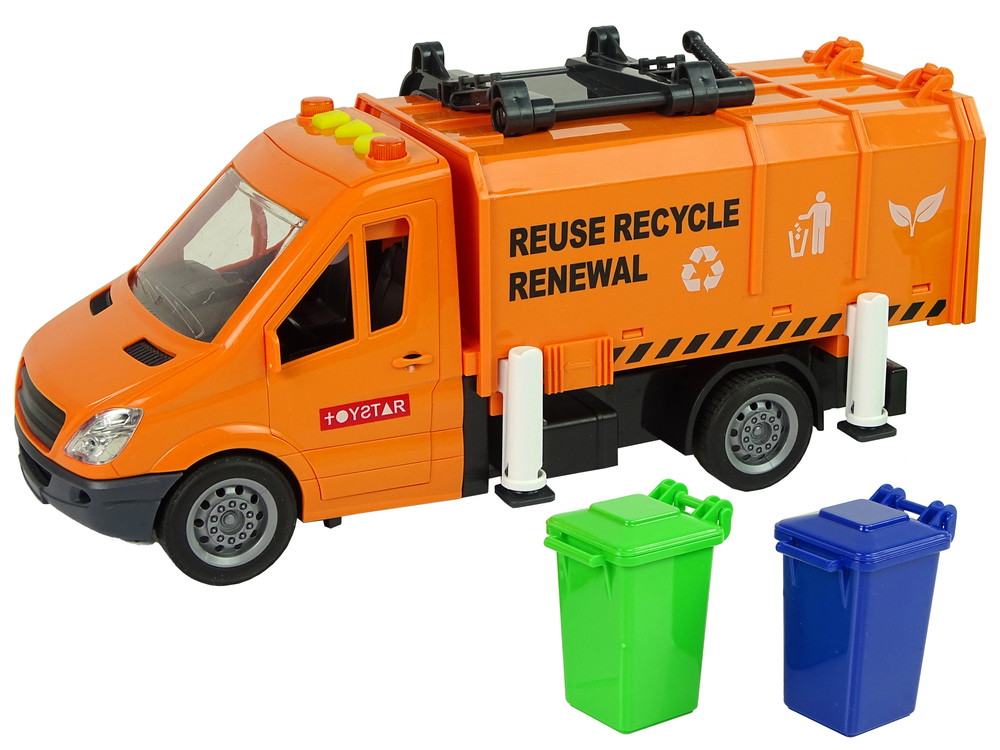 Automobilis šiukšliavežis su garso efektais, oranžinis - 5