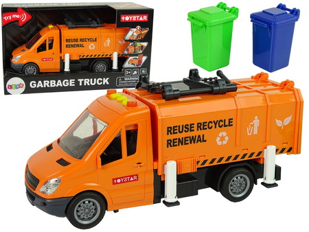 Automobilis šiukšliavežis su garso efektais, oranžinis-1