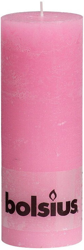 Cilindrinė žvakė RUSTIC MISTY PINK, rausvos sp., 19 x 6,8 cm-0