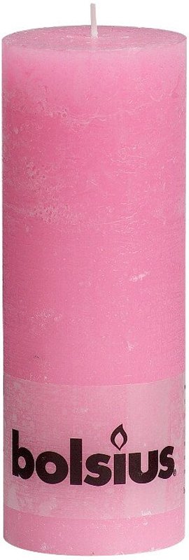 Cilindrinė žvakė RUSTIC MISTY PINK, rausvos sp., 19 x 6,8 cm