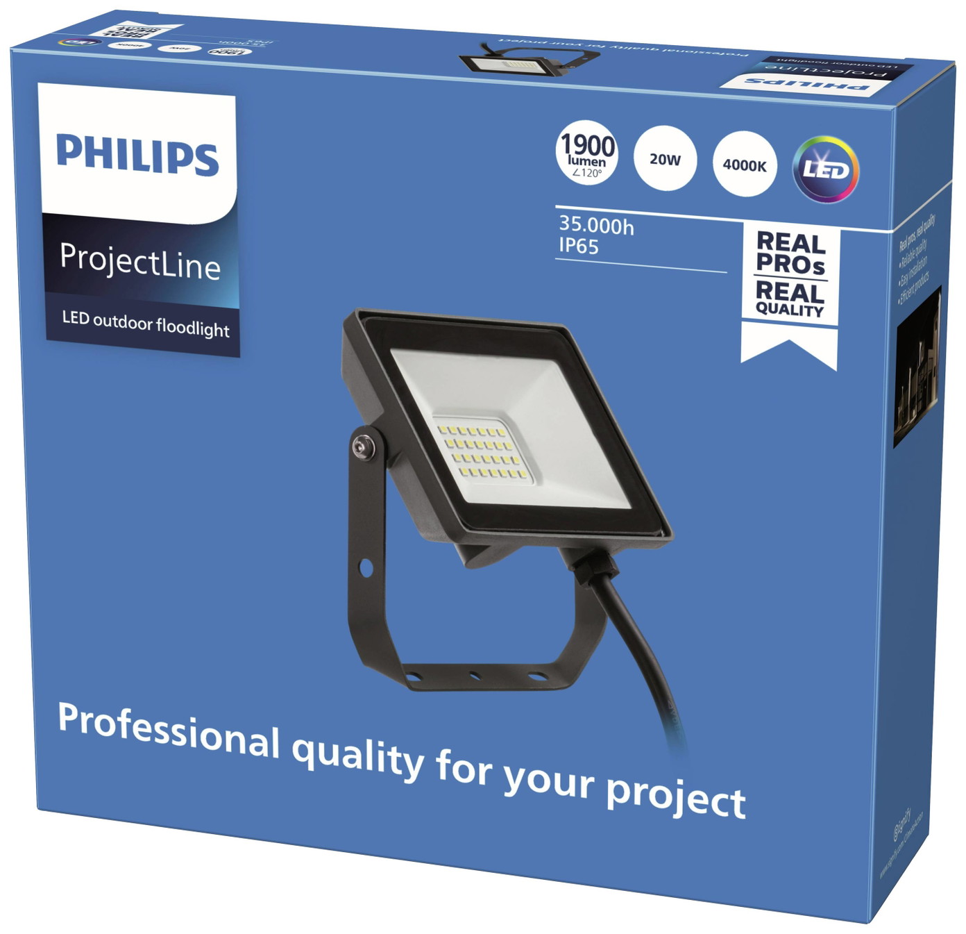 LED prožektorius PHILIPS, IP65, 20W, 4000 K, 1900 lm, juodos sp., 14 x 2,9 x 12,5 cm-1