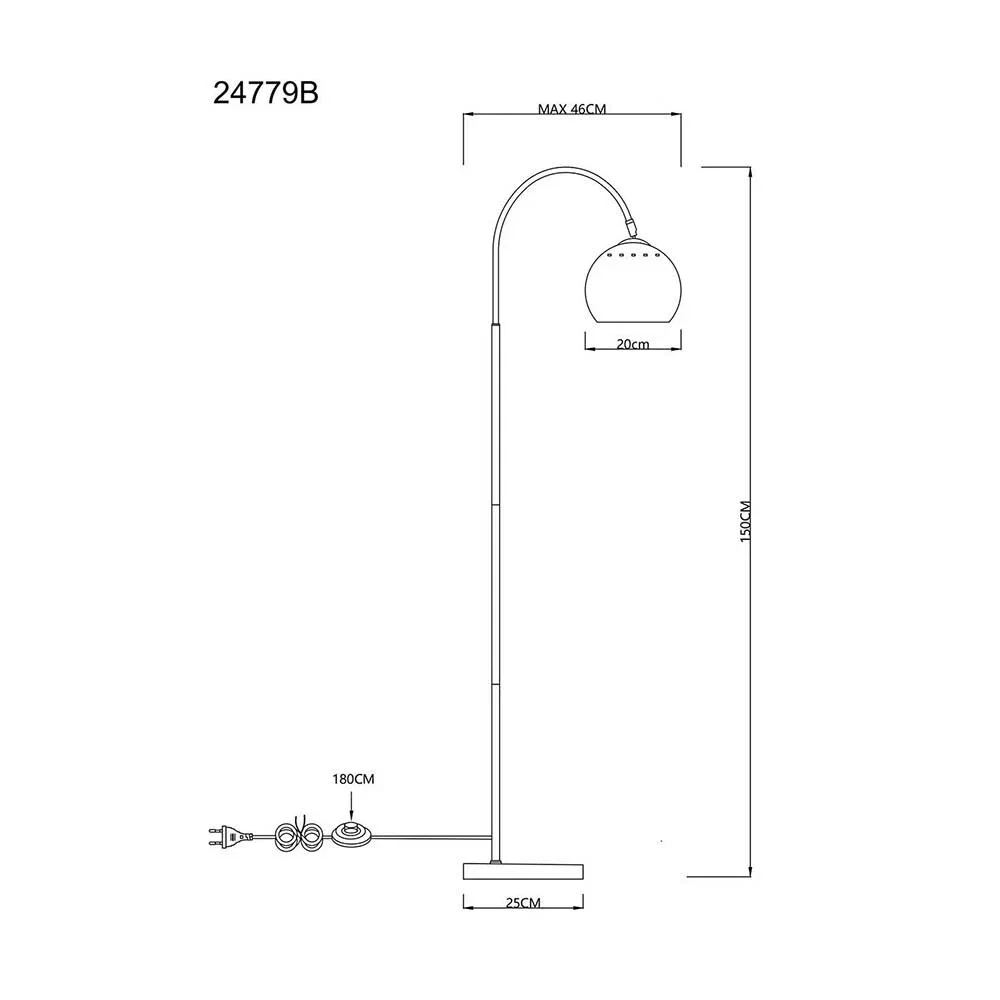 Toršeras GLOBO BENNO, 1xE27, 60W, 230V, laidas 1,8m, metalinis, juodos sp, 46 x 25 x150cm - 3