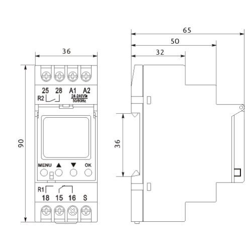 Skaitmeninė multifunkcinė laiko relė, LCD ekranas, 24 režimai, 24-240V, AC/DC, 50/60 Hz-1