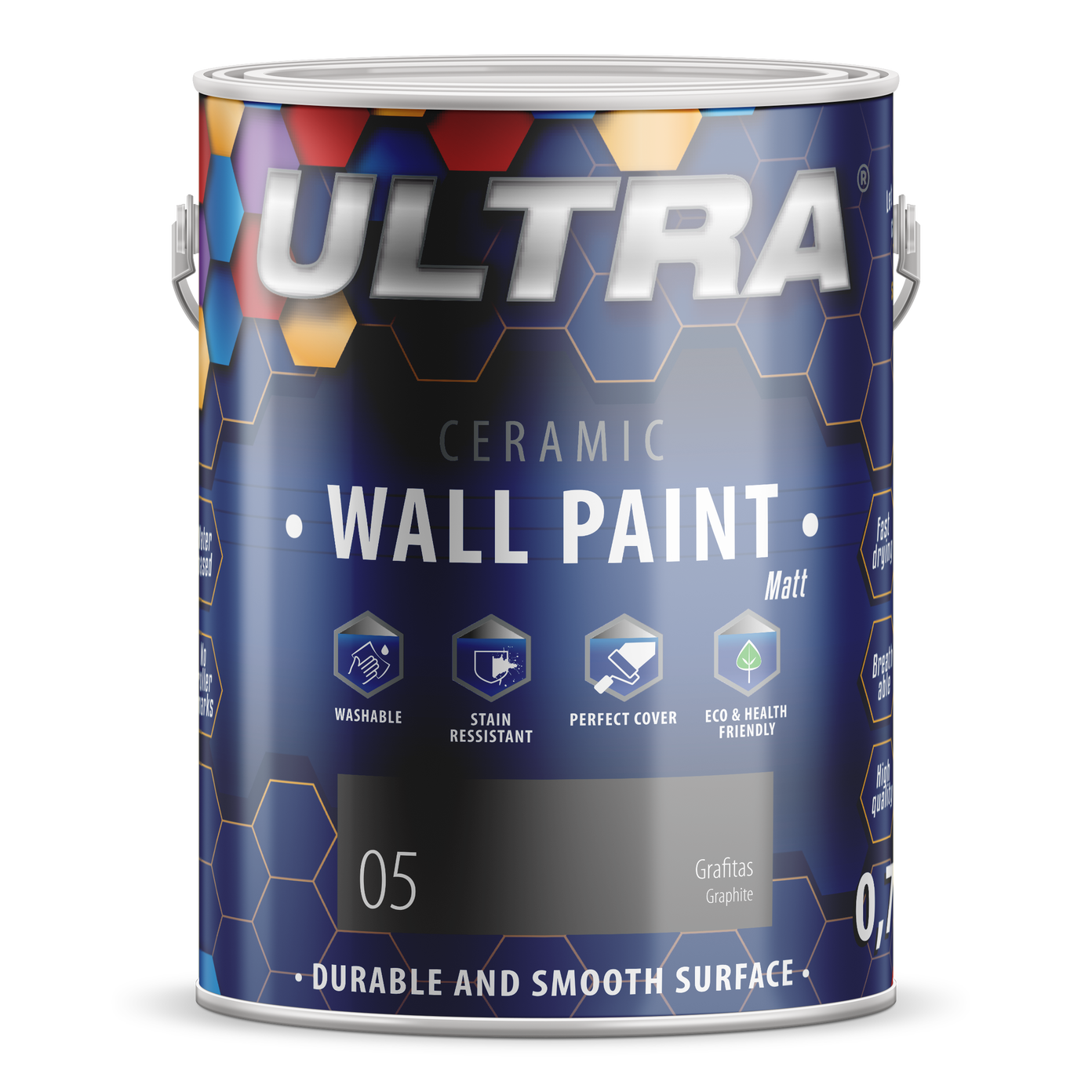Interjero dažai ULTRA ceramic, grafitas (5), 2,5 l-0