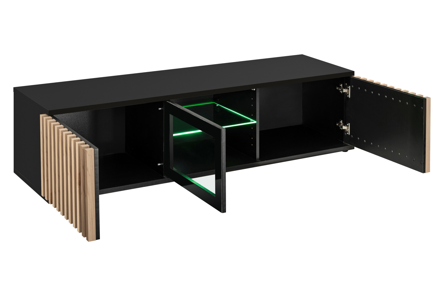 TV spintelė su LED apšvietimu Cameron, ąžuolo/juoda-1