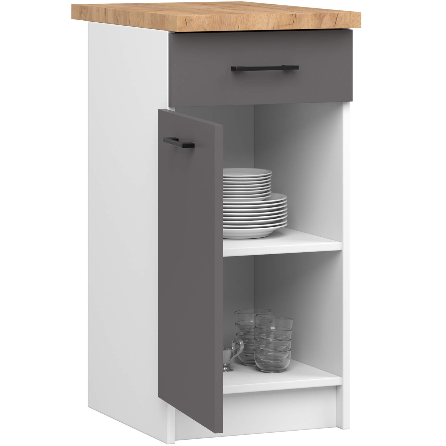 Virtuvės spintelė OLIWIA S40 SZ1, balta/betono-1