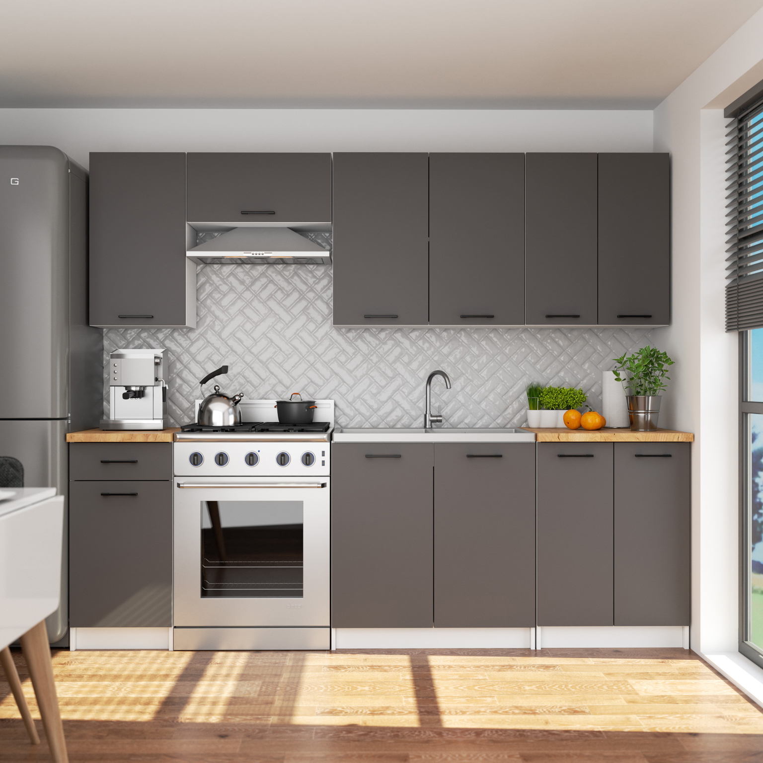 Virtuvės spintelė OLIWIA S40 SZ1, balta/betono - 5