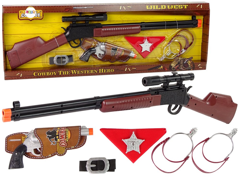 Kaubojaus-šerifo rinkinys su ginklais ir aksesuarais