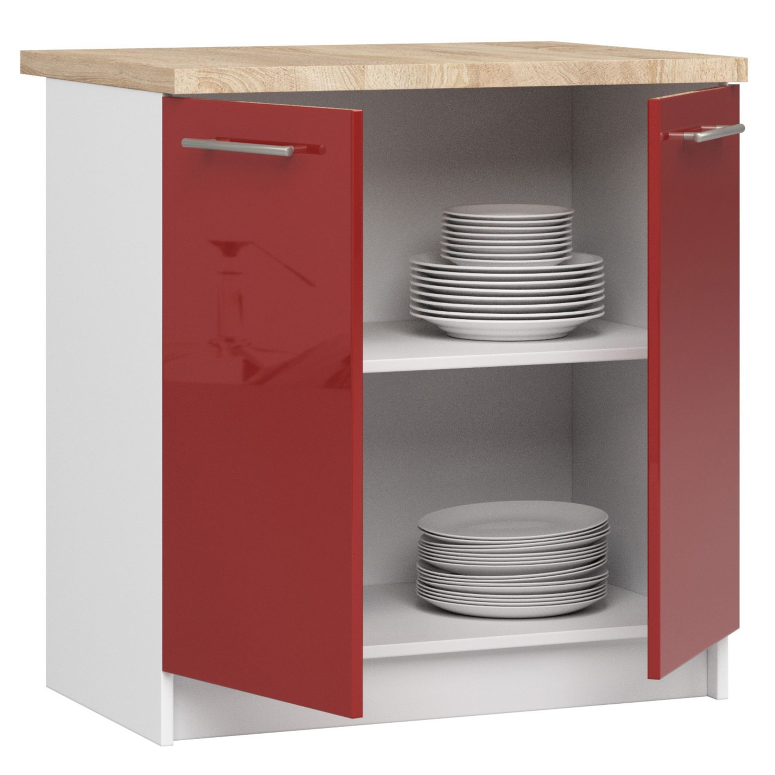 Virtuvės spintelė OLIVIA S 80 cm, balta/raudona - 2
