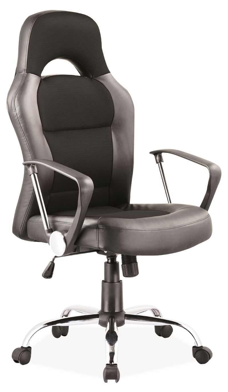Biuro kėdė  Q-033, 50 x 63 x 116-126 cm, juodos sp., odos pakaitalas