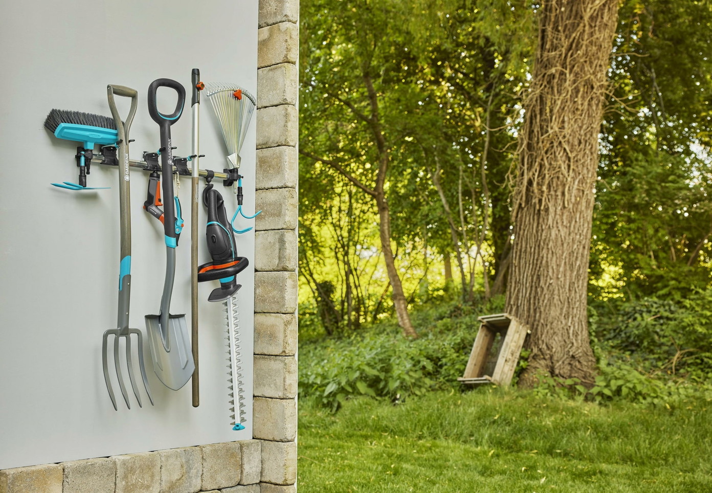 Aliuminio sodo įrankių laikiklis GARDENA TOOL RACK Plus, Max 60 kg, hortizontalus-1