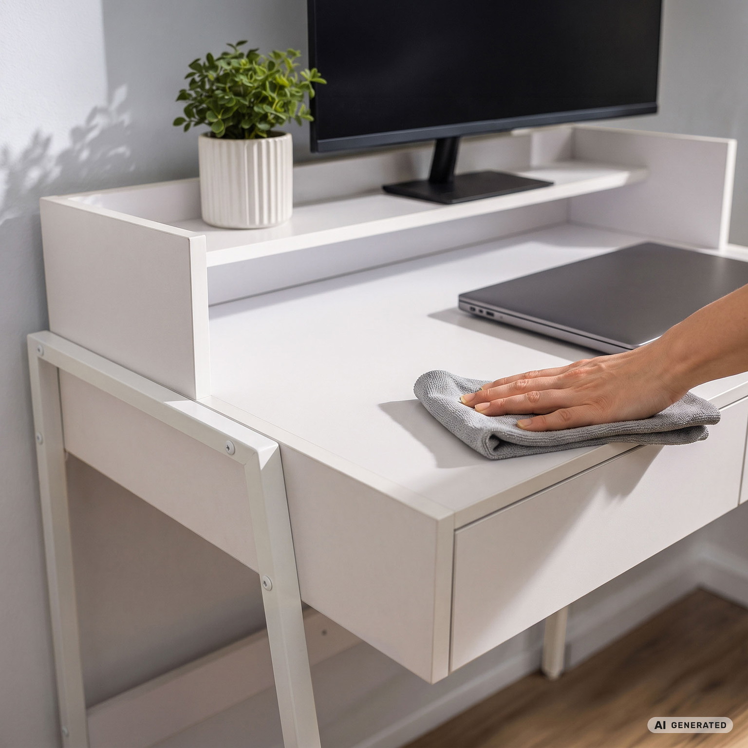 Rašomasis stalas su stalčiais Akord Furniture Factory Flux, 48 cm x 78 cm, 95 cm, balta sp. - 5