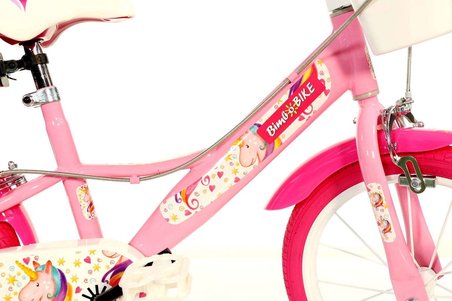 Vaikiškas dviratis Bimbo Bike UNICORN STAR, 16", baltas/rožinis-1