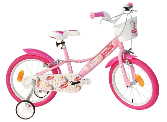 Vaikiškas dviratis Bimbo Bike UNICORN STAR, 16", baltas/rožinis-0