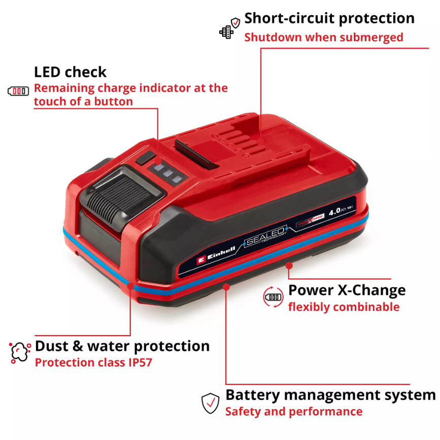 Akumuliatorius EINHELL Sealed PXC Plus A2, 18 V 3,0 Ah Li-Ion, IP57 - 2