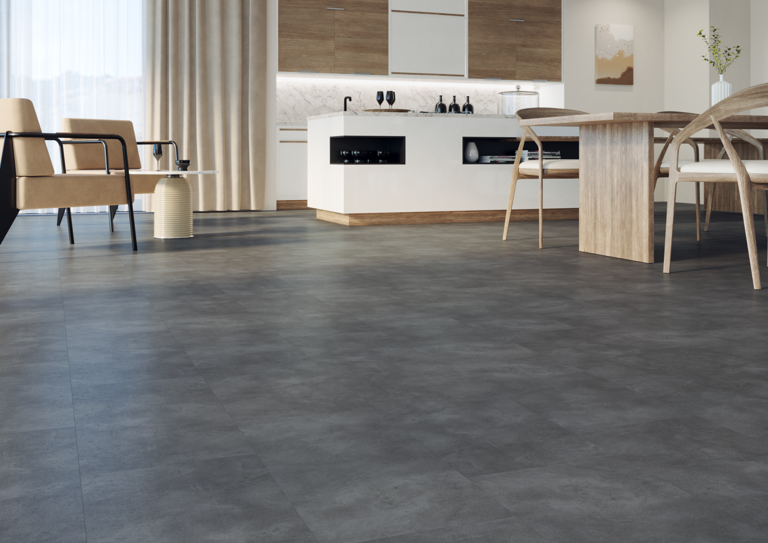SPC vinilinės grindys AFIRMAX BiClick STONE KASSEL 41522, 610 x 305 x 4 mm, dėvimasis 0,3 mm - 4