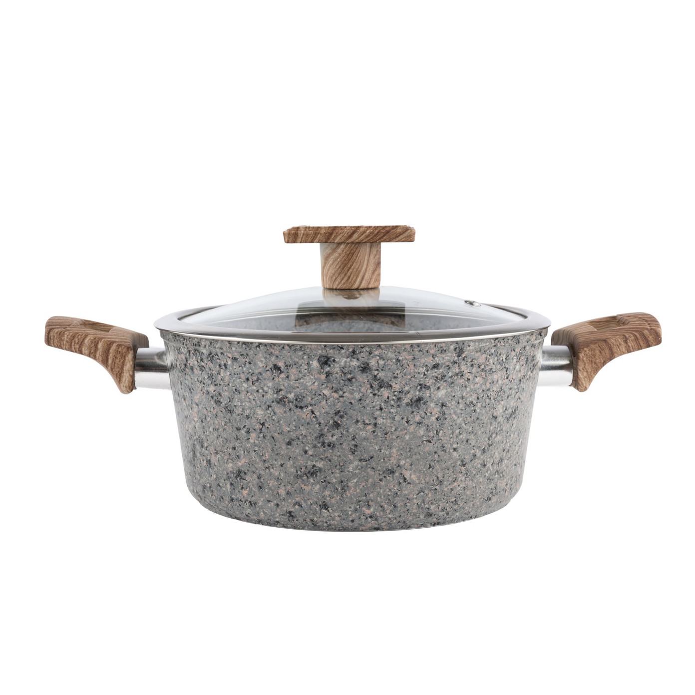 Puodas nepridegančia danga UNIWELL GREY-SANDY, tinka ir indukcinei, su dangčiu, 20cm-0