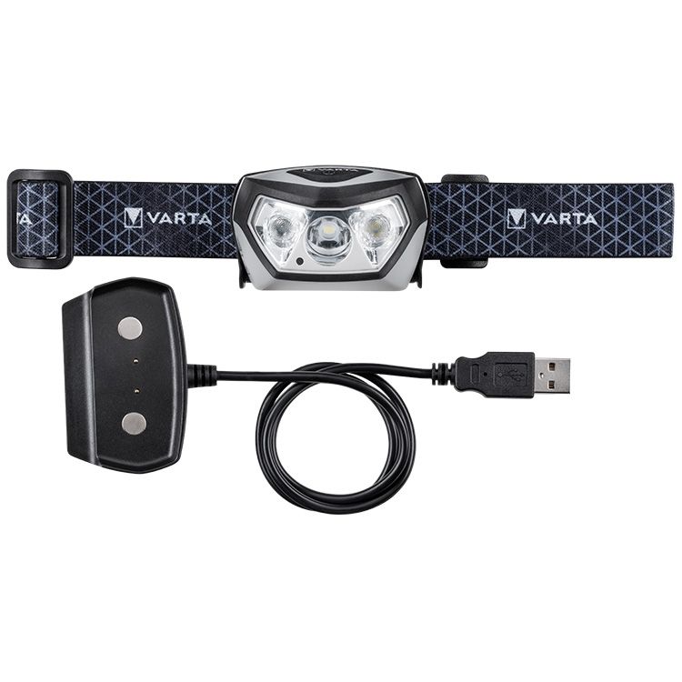 LED pakraunamas žibintas ant galvos VARTA Outdoor Sports Pro,IP67,3W,pakraunamas USB laidu,juodos sp-1