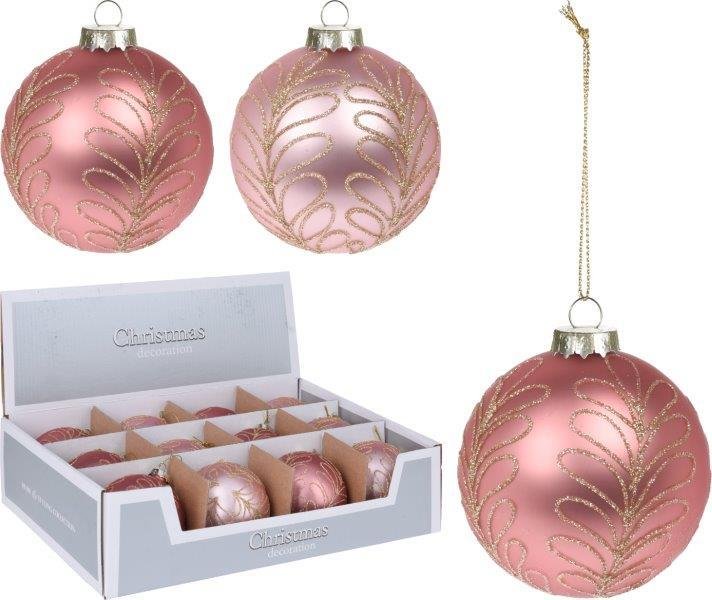 Kalėdinis eglės žaisliukas GOLD GLITTER TREE, rožinės sp., 8 cm