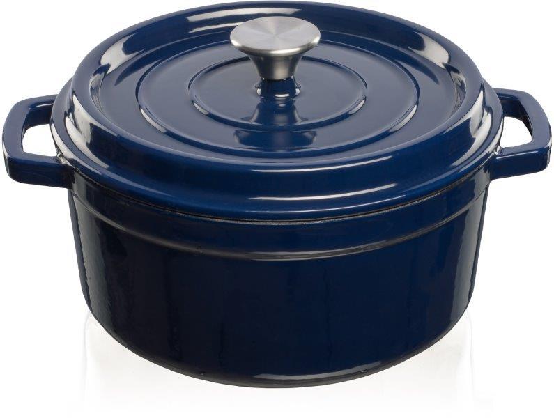 Ketaus puodas Grand Feu, minimalistinio dizaino „Casserole“ su dangčiu,  4.7l, tamsiai mėlynos sp.-0