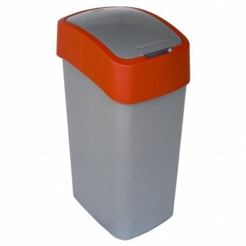Šiukšlių dėžė CURVER FLIP BIN, plastikinė, pilkos/raudonos sp., 29 x 37 x 65 cm, 50 l