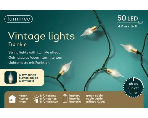 Elektrinė girlianda VINTAGE LIGHTS 50 LED 8 režimai šiltai balta elem 3xAA(neįeina) 4,9m-1