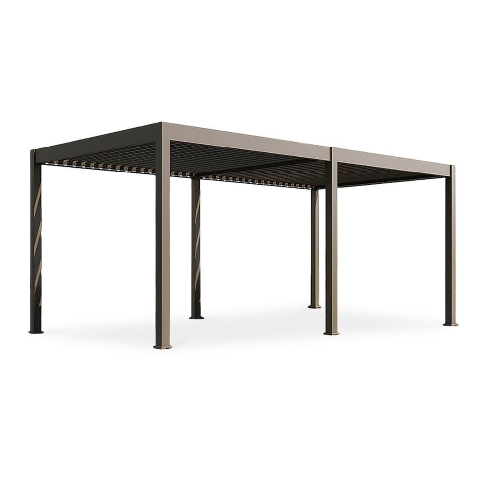 Pavėsinė Pergola ELEGANCE AUTOMATIC 300x600x256 cm su LED, Taupe-0